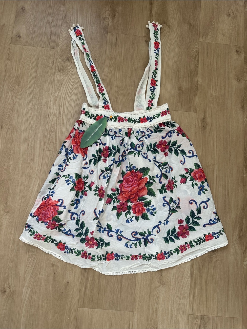Farm Rio off-white flower tapestry mini dress